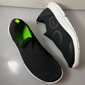 OOFOS Black and White Slip-On Men's Shoes